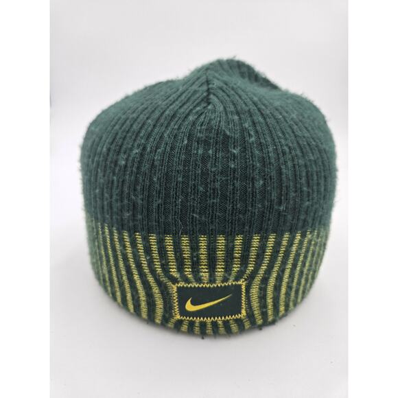 Oregon Ducks Knit Beanie Green Yellow Winter Hat Embroidered “O” Logo - Picture 2 of 2
